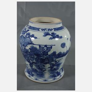 Sehr große Deckelvase mit Kriegerszenen