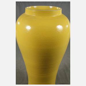 Paar riesige gelbe Deckel-Vasen