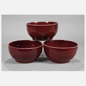 Drei Schalen mit Rote-Bohnen-Glasur