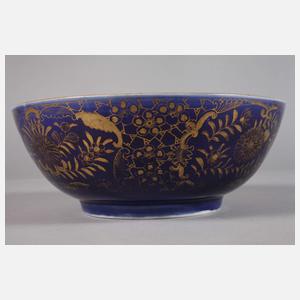 Blaue Punch Bowl mit Goldmalerei