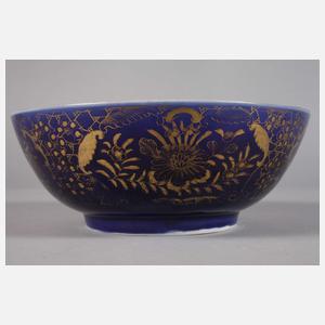 Blaue Punch Bowl mit Goldmalerei