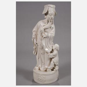 Blanc-de-Chine-Trias der Sanxing-Sterngottheiten