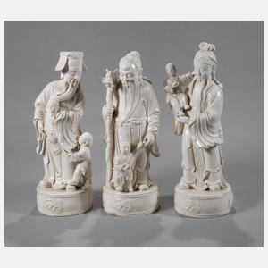 Blanc-de-Chine-Trias der Sanxing-Sterngottheiten