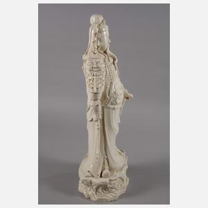 Sehr große Blanc-de-Chine-Figur "Der Kriegsgott Guandi"