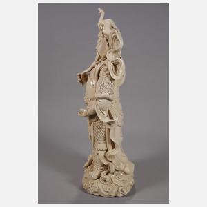 Sehr große Blanc-de-Chine-Figur eines Himmelsgenerals