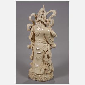 Sehr große Blanc-de-Chine-Figur eines Himmelsgenerals