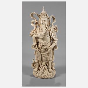 Sehr große Blanc-de-Chine-Figur eines Himmelsgenerals
