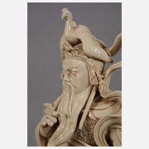 Sehr große Blanc-de-Chine-Figur eines Himmelsgenerals