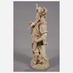 Sehr große Blanc-de-Chine-Figur eines Himmelsgenerals