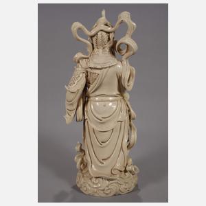 Sehr große Blanc-de-Chine-Figur eines Himmelsgenerals