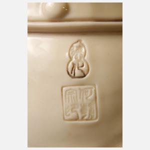 Sehr große Blanc-de-Chine-Figur eines Himmelsgenerals