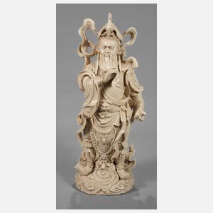 Sehr große Blanc-de-Chine-Figur eines Himmelsgenerals