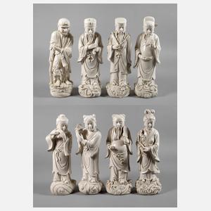 Seltene Blanc-de-Chine-Figurengruppe der acht Unsterblichen