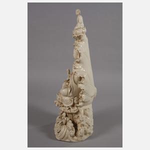 Große Blanc-de-Chine-Figur "Der Bodhisattva Manjusri im Lotosblatt"