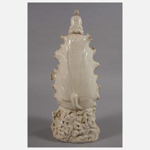 Große Blanc-de-Chine-Figur "Der Bodhisattva Manjusri im Lotosblatt"