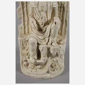 Große Blanc-de-Chine-Figur "Guanyin in der Meereshöhle"