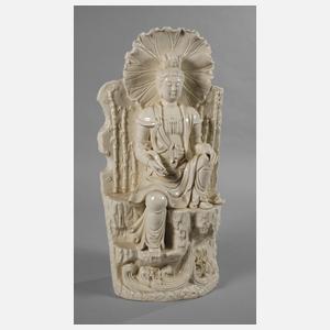 Große Blanc-de-Chine-Figur "Guanyin in der Meereshöhle"