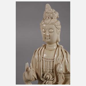 Blanc-de-Chine-Figuren der Bodhisattvas Samantabhadra und Manjusri