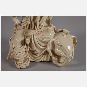 Blanc-de-Chine-Figuren der Bodhisattvas Samantabhadra und Manjusri