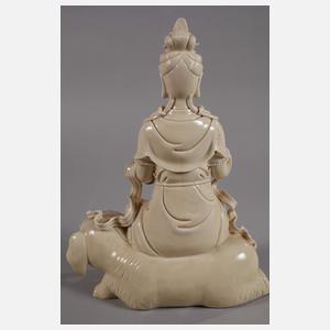 Blanc-de-Chine-Figuren der Bodhisattvas Samantabhadra und Manjusri