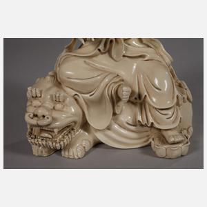 Blanc-de-Chine-Figuren der Bodhisattvas Samantabhadra und Manjusri