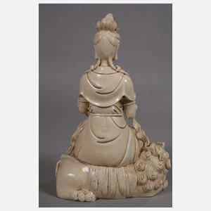 Blanc-de-Chine-Figuren der Bodhisattvas Samantabhadra und Manjusri