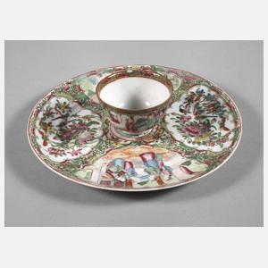 Teller und Teeschale Rose Medaillon