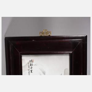 Große Porzellanmalerei "Ausritt ins winterliche Kieferntal"