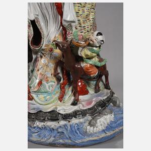 Riesige Jingdezhen-Propagandafigur „Shoulao mit dem Pfirsich der Unsterblichkeit“