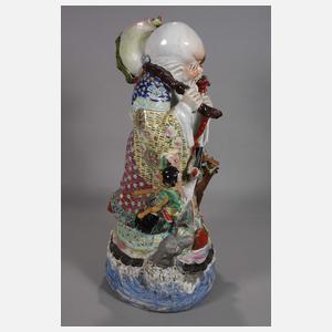 Riesige Jingdezhen-Propagandafigur „Shoulao mit dem Pfirsich der Unsterblichkeit“