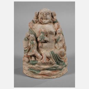 Budai mit spielenden Kindern