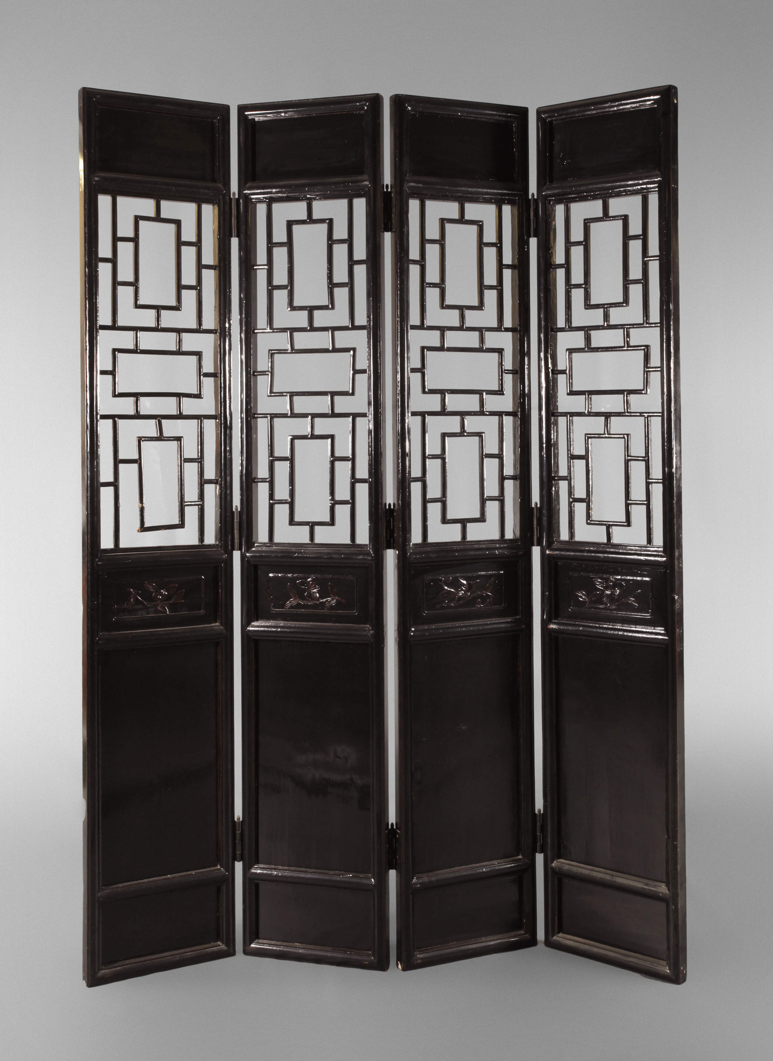 4-teiliger PINGFENG-Stellschirm mit Rechteckmuster