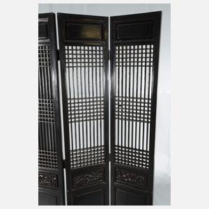 4-teiliger PINGFENG-Stellschirm mit Gittermuster