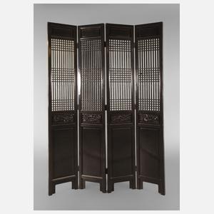 4-teiliger PINGFENG-Stellschirm mit Gittermuster