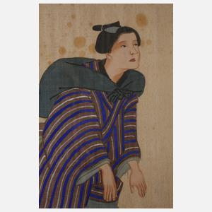 Paar Seidenmalereien