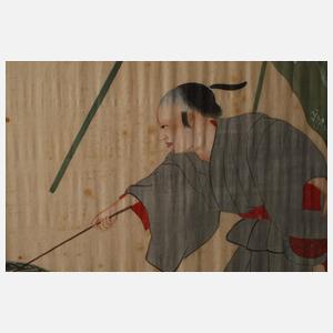 Paar Seidenmalereien