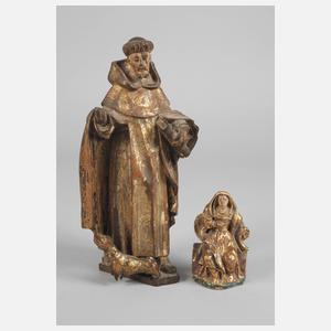 Zwei geschnitzte Heiligenfiguren