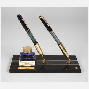 Schreibgarnitur und zwei Füllfederhalter Pelikan