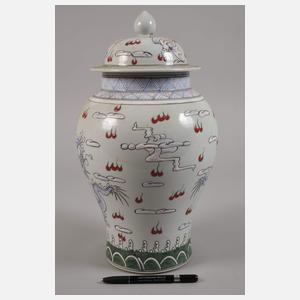 Deckelvase Emaillemalerei