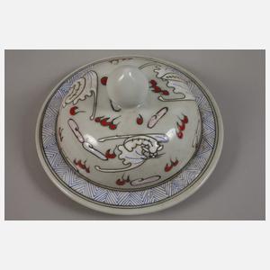 Deckelvase Emaillemalerei