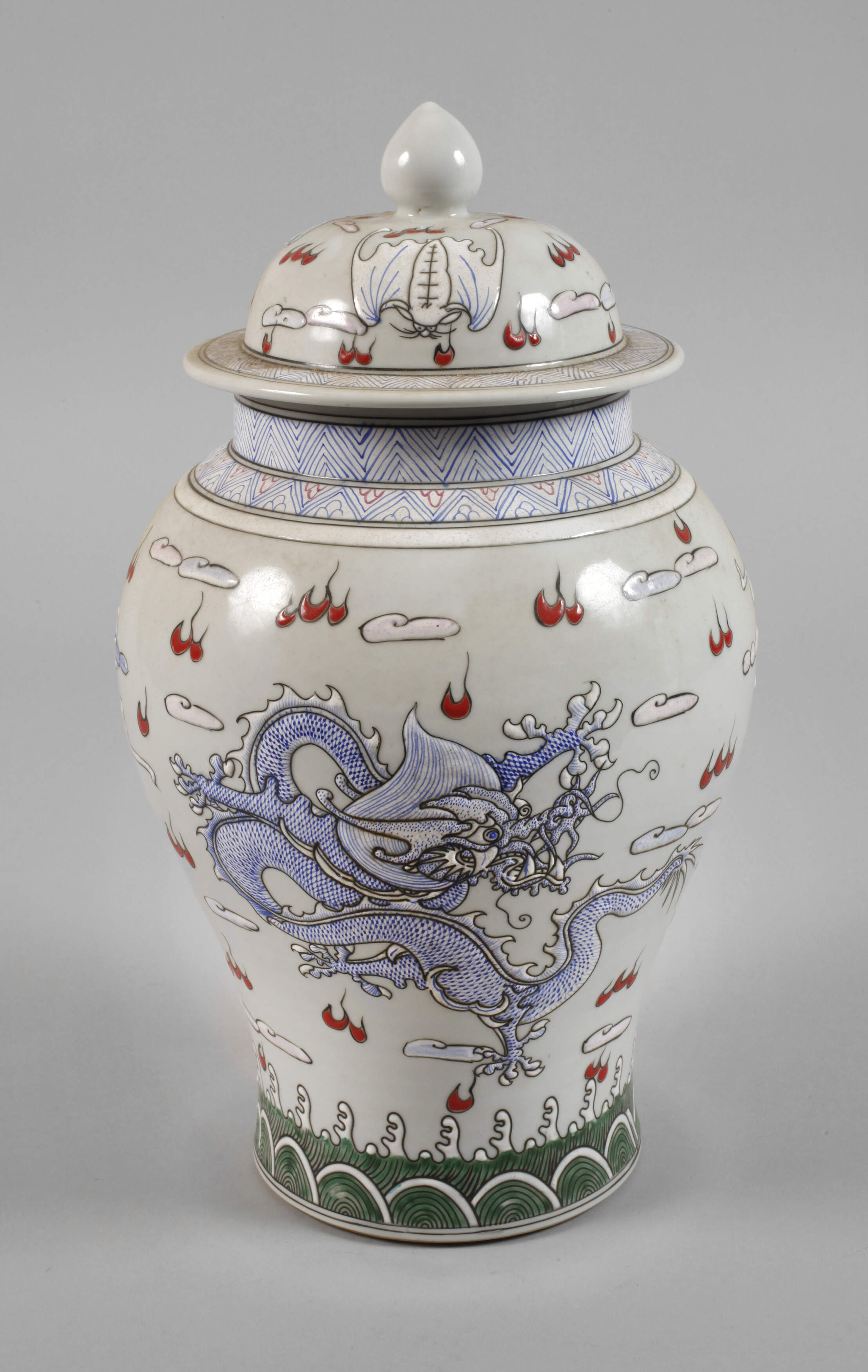 Deckelvase Emaillemalerei