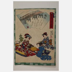 Drei Farbholzschnitte Japan