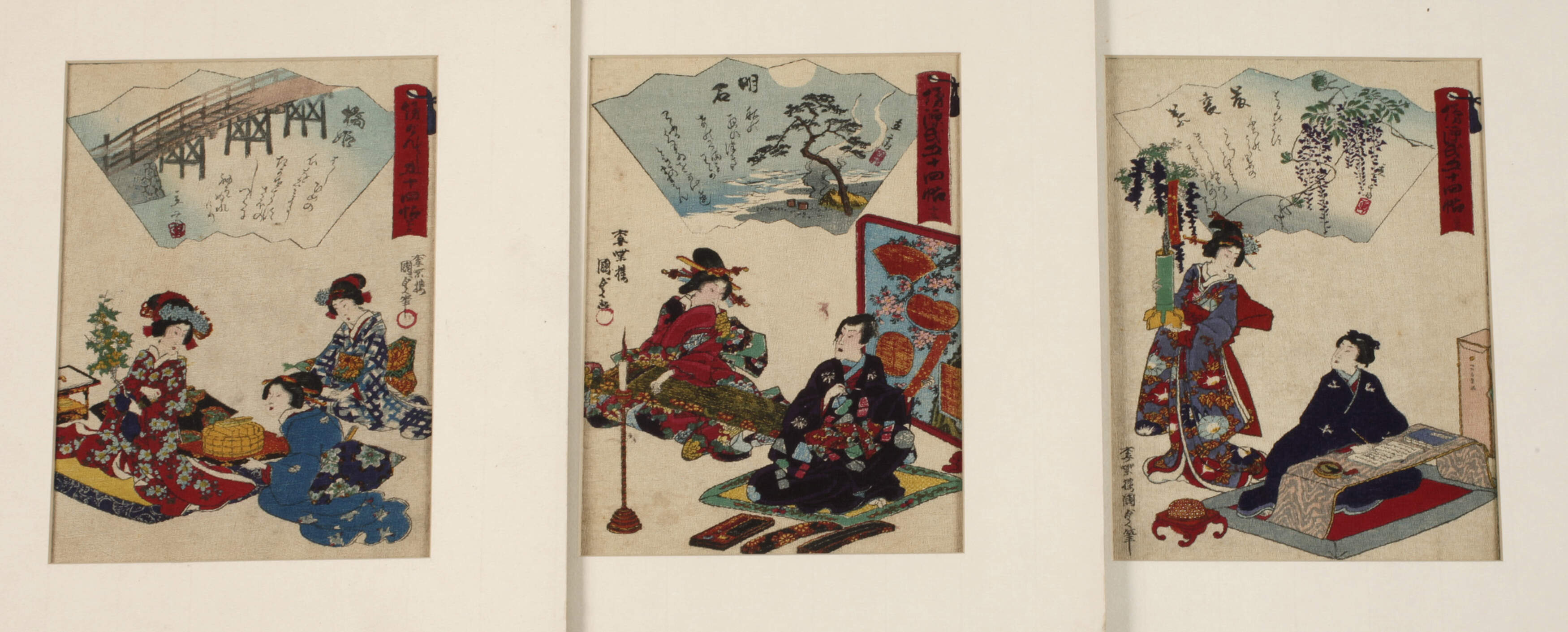 Drei Farbholzschnitte Japan