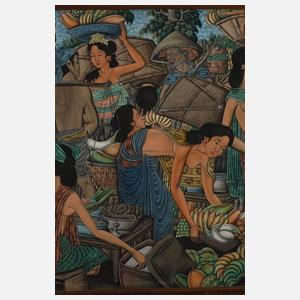 Großformatige Marktszene Wayan Sadia