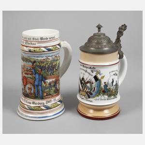 Zwei Reservistenkrüge "Wrede" Würzburg