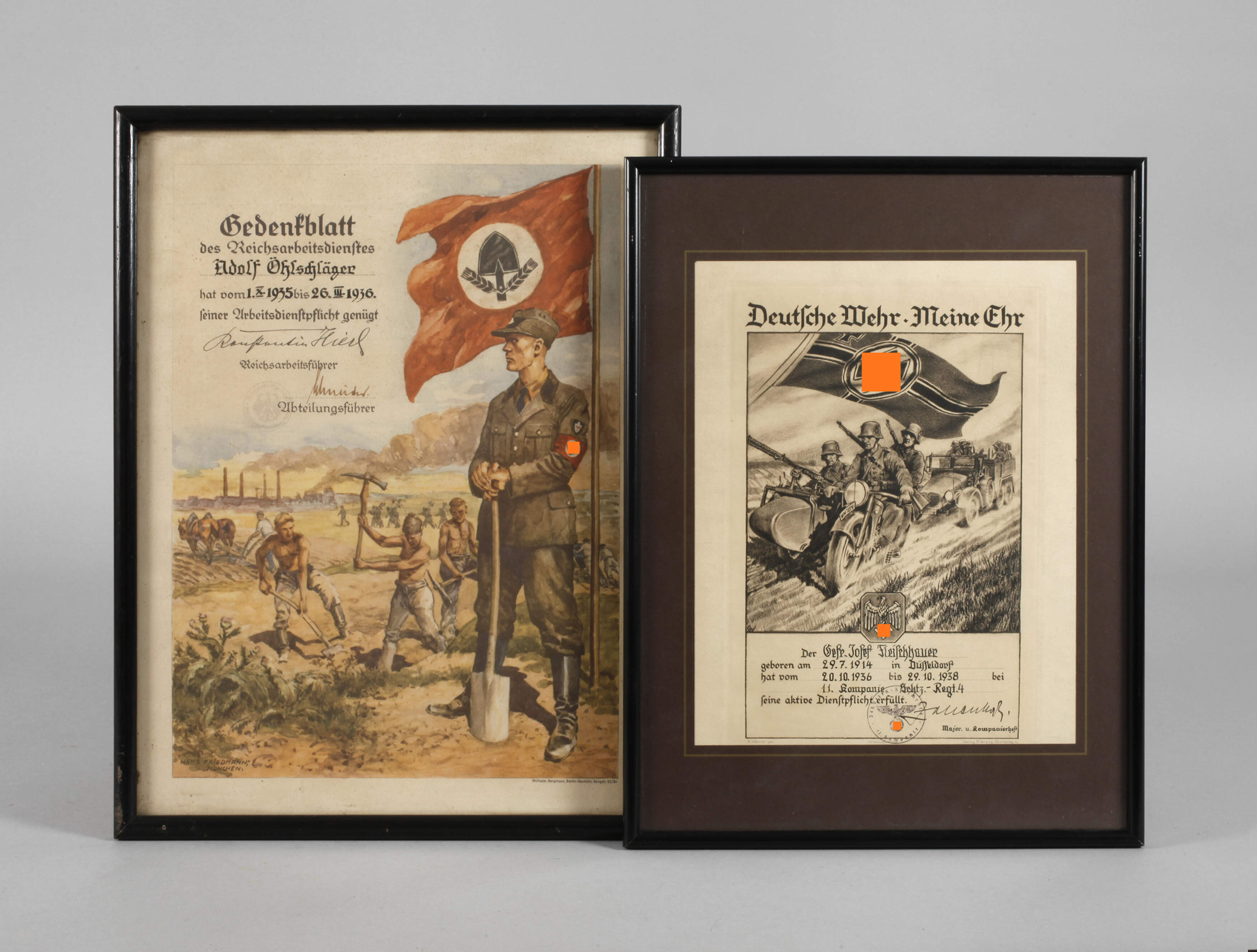 Zwei Schmuckurkunden 3. Reich