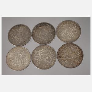 Konvolut Silbermünzen Preußen Wilhelm II.