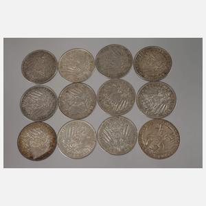 Konvolut Silbermünzen Preußen Wilhelm II.