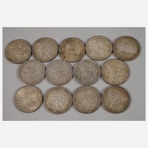 Konvolut Silbermünzen Preußen Wilhelm II.