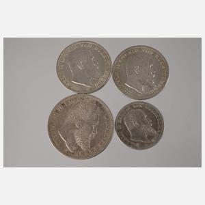 Konvolut Silbermünzen Württemberg, Wilhelm II.